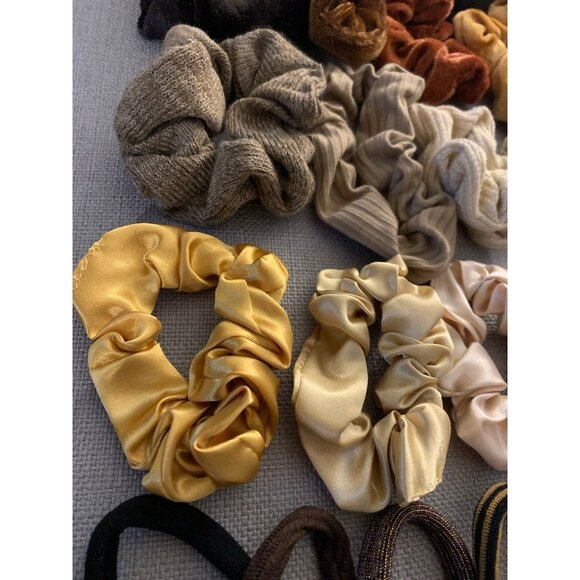 Hair Scrunchie Tie Neutral Color Assorted Bundle Set of 50 - Picture 9 of 11